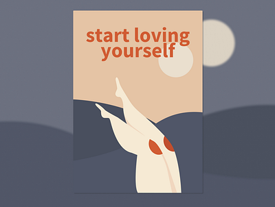 Start loving yourself art design figma flat illustration interface minimal poster posters ui vector vector illustration