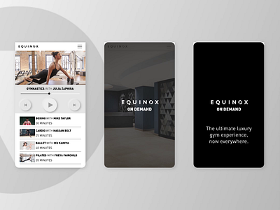 Equinox Video on Demand app black black white fit fitness fitness app gym gym app mobile ui