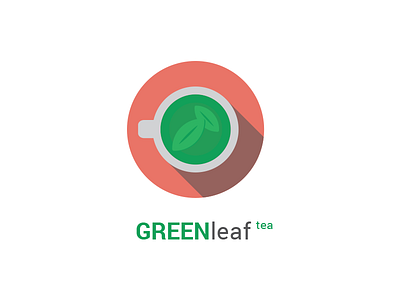 Greenleaf tea logo cup flat logo shadow tea