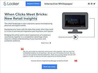 Looker Landing Page app branding design flat logo minimal web website