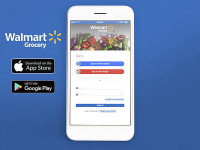 Walmart Grocery App - Sign In Redesign app app design branding covid19 design facebook google ui ui design ux ux design walmart