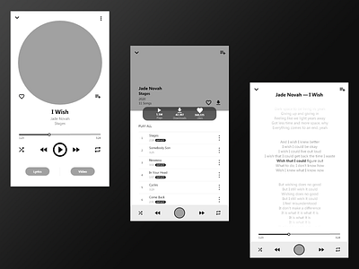 Music Player Wireframe app app design design music music app music player ui ui design ux ux design