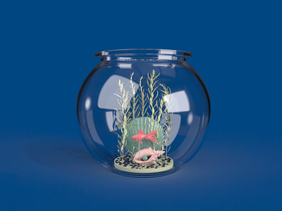 Fishbowl 3d 3d render 3d visualiser adobe dimension blue decor decoration design fish fishbowl glass glassbowl visual art visual designer visual storytelling