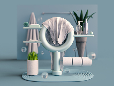 Bathroom composition 3d 3d composition 3d illustration 3d render adobe dimension bathroom design visual design