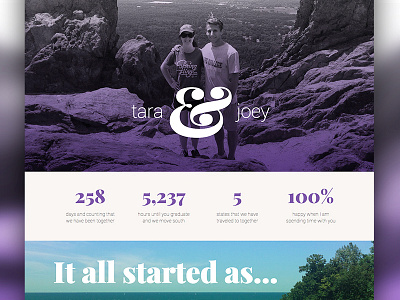 Tara & Joey - One Page Scrolling Site purple scrolling site web design