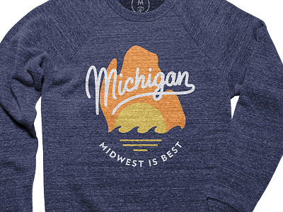 Michigan - Midwest is Best apparel badge cotton bureau michigan patch shirt sweatshirt typography