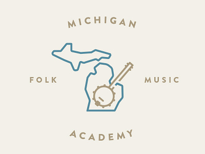 Unused Logomark banjo folk illustation logo logomark michigan music thick lines