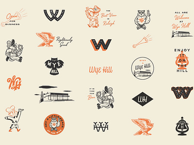 Wye Hill Kitchen & Brewing branding brewery illustration kitchen logo mascot monogram