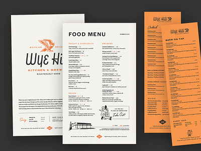 Wye Hill Kitchen & Brewing Menus brewery menu menu design restaurant restaurant branding