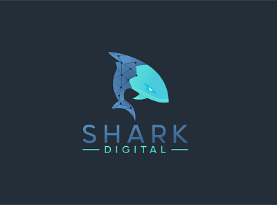 Shark Digital 03 app art branding design flat icon illustration logo minimal vector website