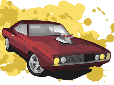 1970 Dodge Charger chromatic design flat illustration vector