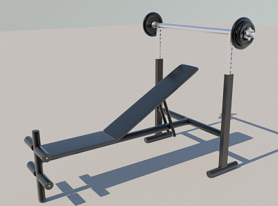 Gym Equipment Bench Press with Variable Set Angle 3d 3d animation 3d model 3d modeler 3d modeling 3dglassrendering 3dsmax autodesk maya autodeskmaya gym equipment shop maya