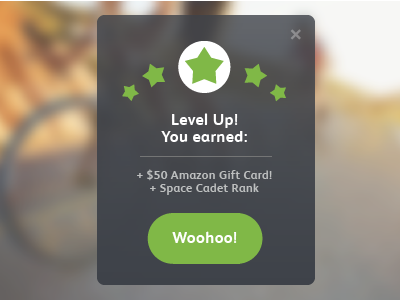 Level Up Feedback congrats green level lime modal popup rounded semitransparent stars ui woohoo