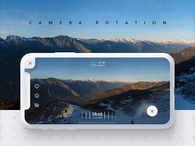Swipe rotation for 360° camera app 360 animation app camera design interaction interface ios iphone landscape live mobile motion mountains panorama rotation scroll swipe ui ux