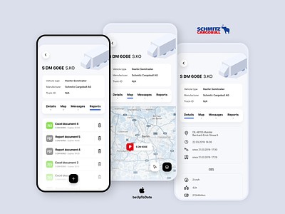 Truck's details & reports app car card clean dashboard design document feed grid interface ios iphone list minimal mobile neumorphic tabs ui ux vehicle