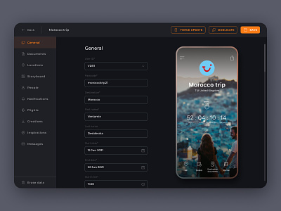 Create / Edit trip page [Travel manager] app booking card clean dashboard design field form hotel input interface ios minimal mobile registration travel trip ui ux web