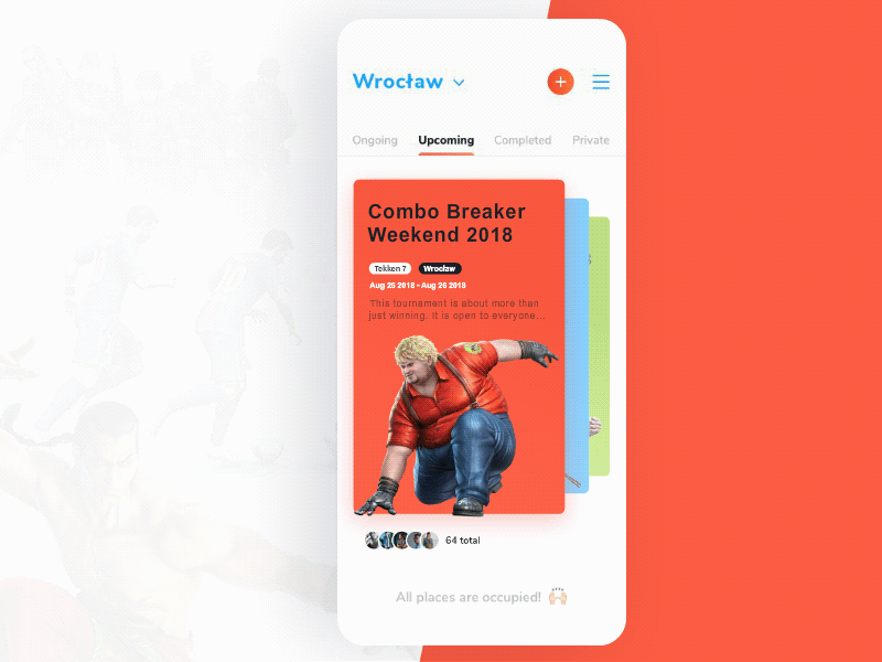 Bracket generator (mobile) animation app application card cards counter strike fifa game gaming gif interaction iphone x league mobile scroll scroller swipe tekken ui ux