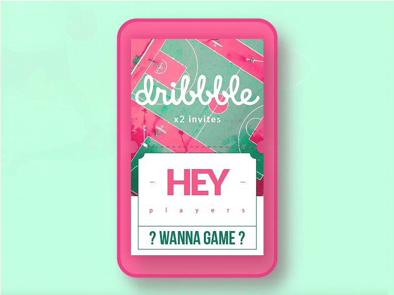 Two Dribbble invites, bro! animation app card debut dribbble gif icon illustration invite iphone message messenger mobile player poster telegram ticket typography ui ux