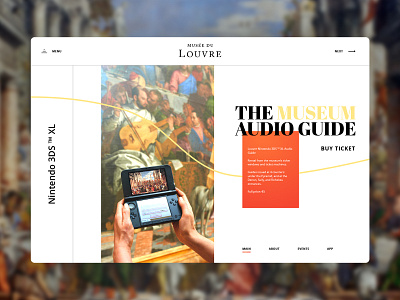 Louvre landing page redesign app art composition gallery golden ratio grid homepage landing louvre main page museum navigation nintendo painting redesign typography ui ux web website