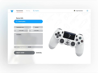 Setting new tournament animation app dashboard dropdown fifa fluent form game gaming hover input interaction interface league match search tournament ui ux web