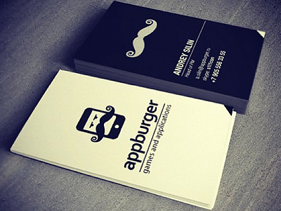 Appburger namecards app appburger black brand business card drawing logo mobile name card pos white