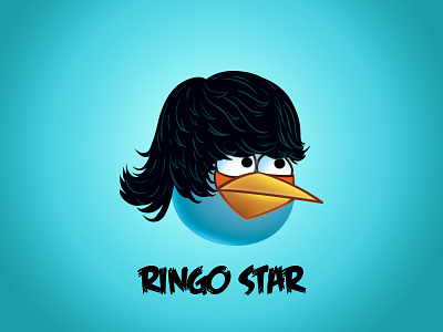 Ringo Star angry beatles bird black blue concept design flat illustration rap ringo white