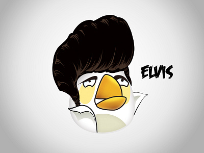 Elvis angry beatles bird black concept design elvis flat illustration legend presley white