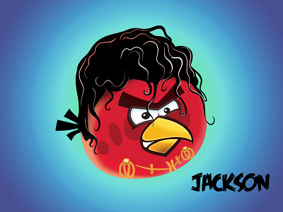 Jackson angry bird black concept design flat icon illustration jackson king pop web
