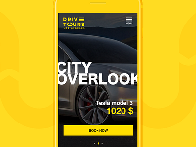 Drive Tours car design mobile product responsive ui ux visual web yellow