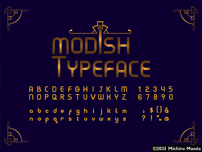 Art Deco typeface in golden color