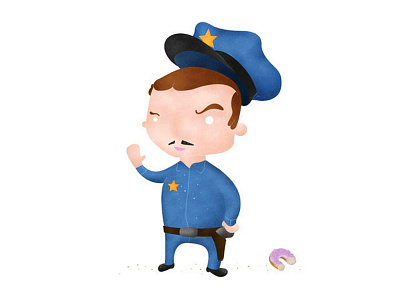 Cool Down your temper... Mr Cop! cop doughnut flat design illustration mustache police