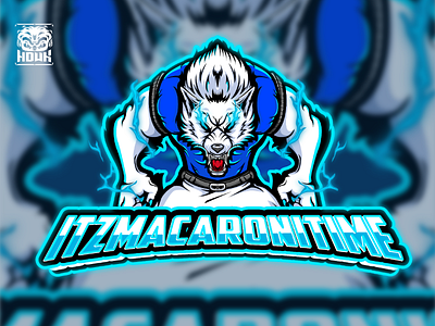 Wolf Mascot Logo banner blue brand character commision design detail fiverr illustration lightning logo mascot stream twitch vector wolf youtube