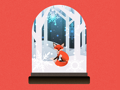 What Does The Fox Say? christmas design drawing fox illustration snow snowflake snowglobe vector