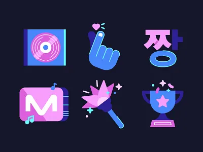 KPop Icons album branding drawing graphic design icon identity illustration korea kpop logo logo design seoul travel vector