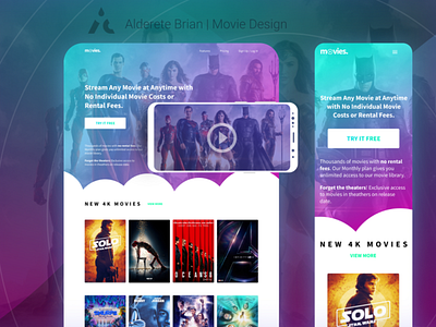 Movie Design branding design figma modern web design programmer ui ux vector web