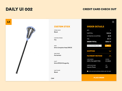 DAILY UI 002 checkout dailyui design lacrosse ui xd