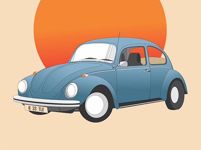 VW Beetle car flat design vw beetle