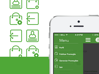 App UI - Icons app application branding green gui icon iconography interface menu nav ui ux