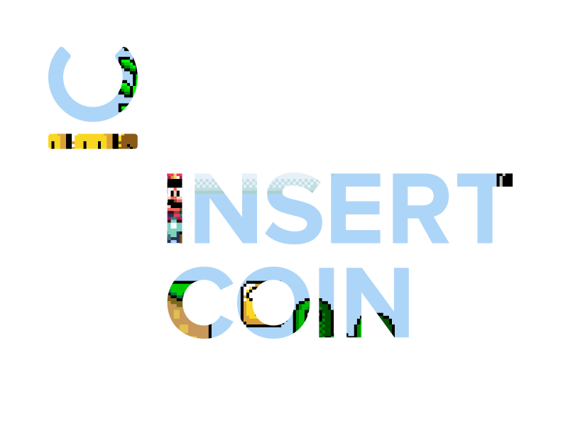 Insert Coin brand branding coin construction game grid icon logo mark symbol video games