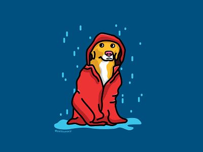 Rainy Day design dog dog illustration illustration macy minimal pet rain raincoat raining vector weather wet yellow lab