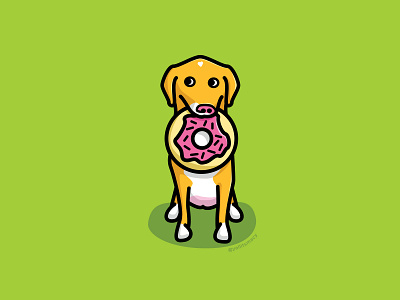 Donut breakfast design dog dog illustration donut illustration macy minimal pet sprinkles toy vector yellow lab