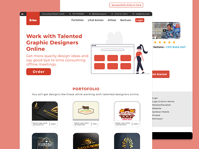 Landing Page Concept Sribu dot com branding design flat minimal ui website
