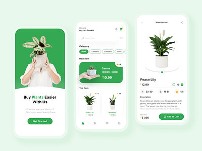 Plants Shop Mobile App app branding design flat flower garden green leaf leaves minimal mobile plants pot service shop tree ui user interface ux vegetable