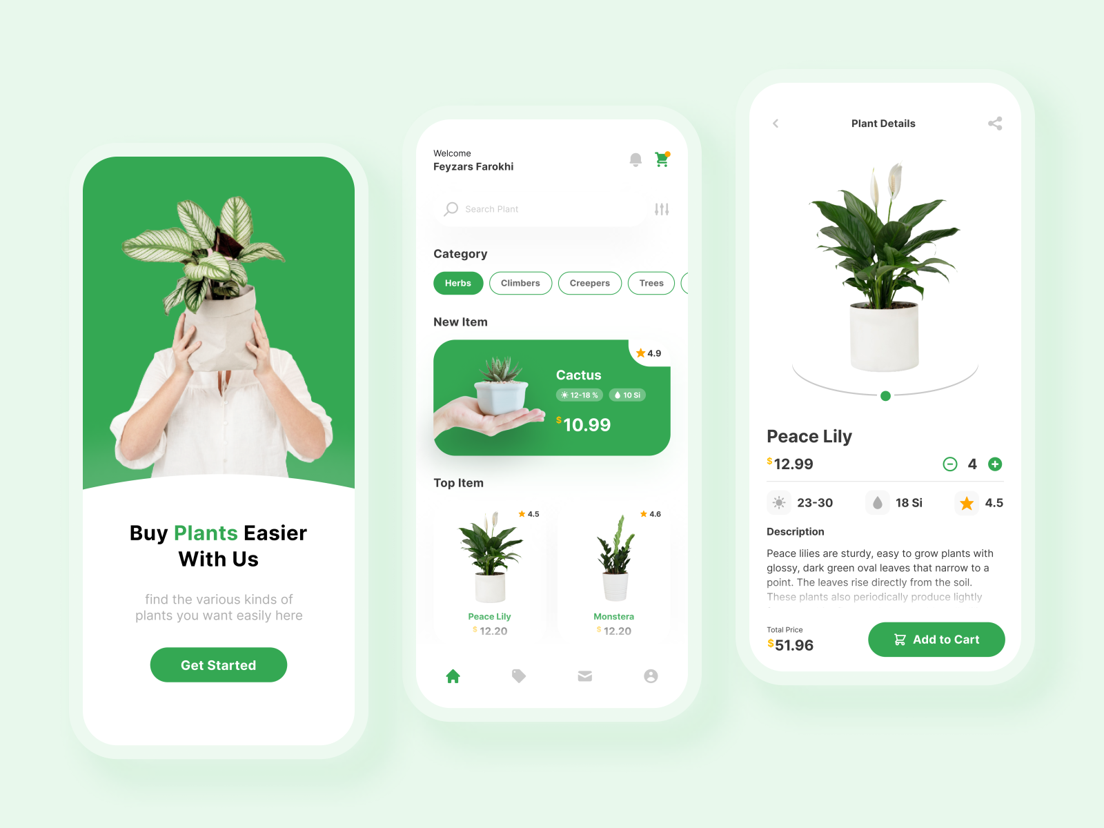 Plants Shop Mobile App by Alhamdana Adhitya on Dribbble