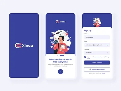 Sign Up Mobile App app create account dailyui design flat form illustration input log in login minimal mobile onboarding register registration sign in sign up signup ui user interface