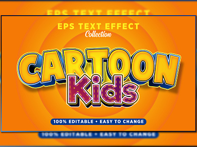 cute cartoon kids eps text effect sign