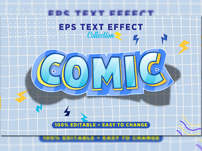 cute comic style eps text effect sign