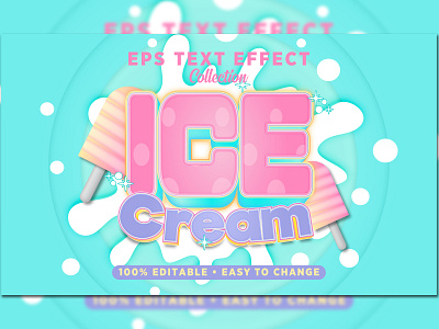 cute ice cream colorfull text effect sign