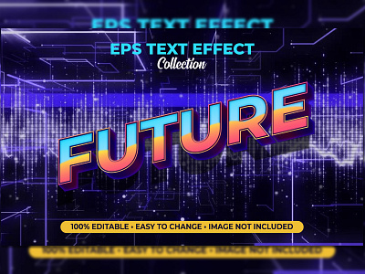 future retro neon eps text effect sign