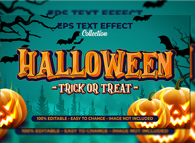 halloween trick or treat text effect sign